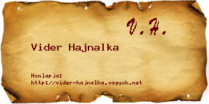 Vider Hajnalka névjegykártya